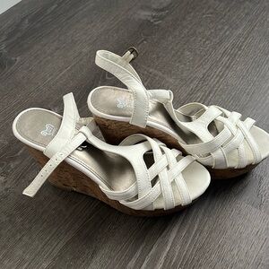 Gently used white wedge sandals